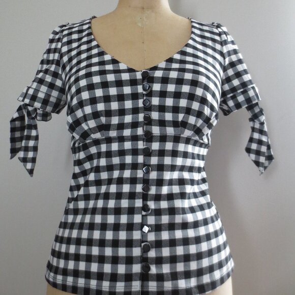 Unique Vintage Tops - Unique Vintage Black & White Gingham Top - NWOT
